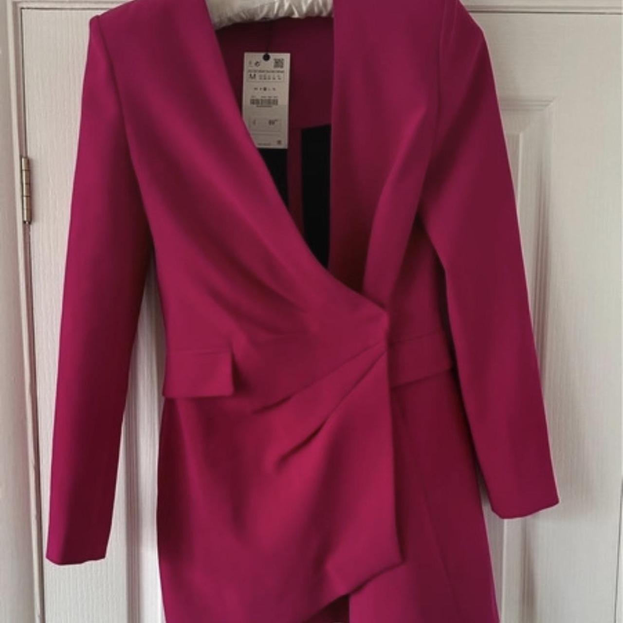 Hot pink Zara blazer mini dress - Depop