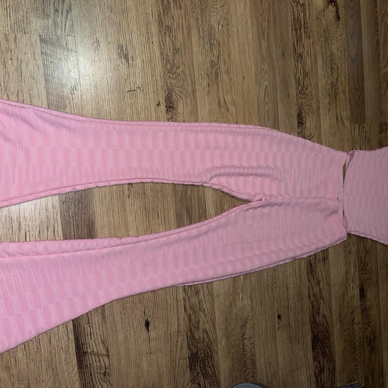Baby pink two piece set. Bottoms are flared and top... Depop