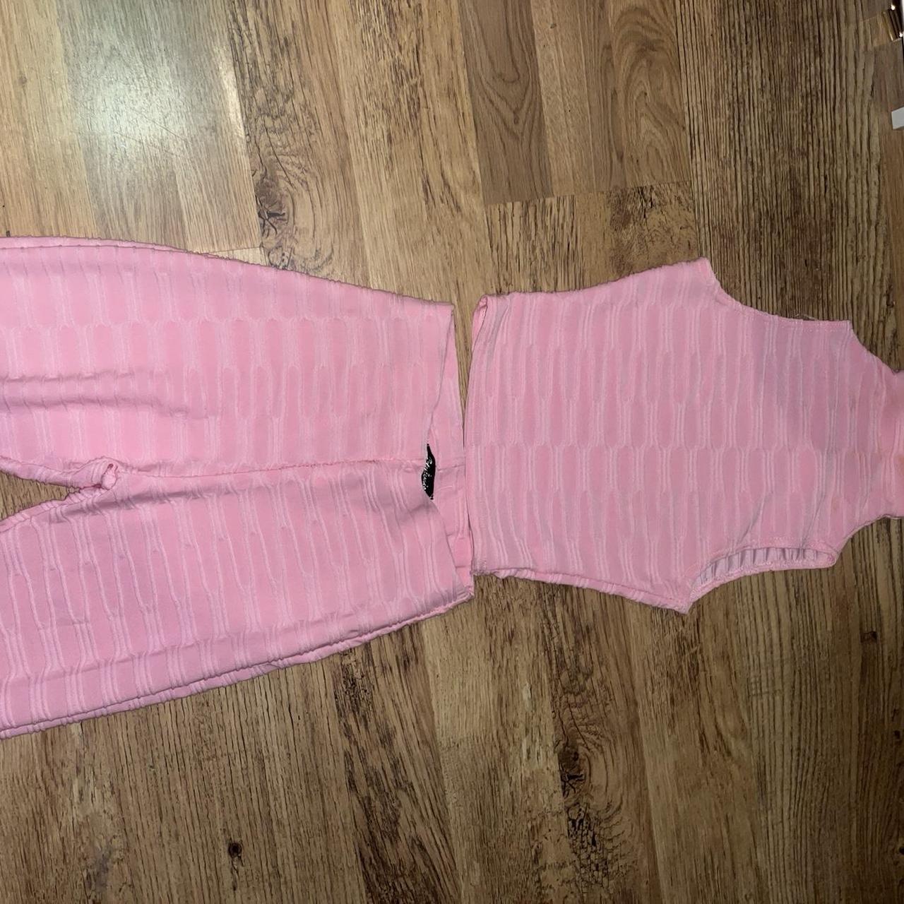 Baby pink two piece set. Bottoms are flared and top... Depop