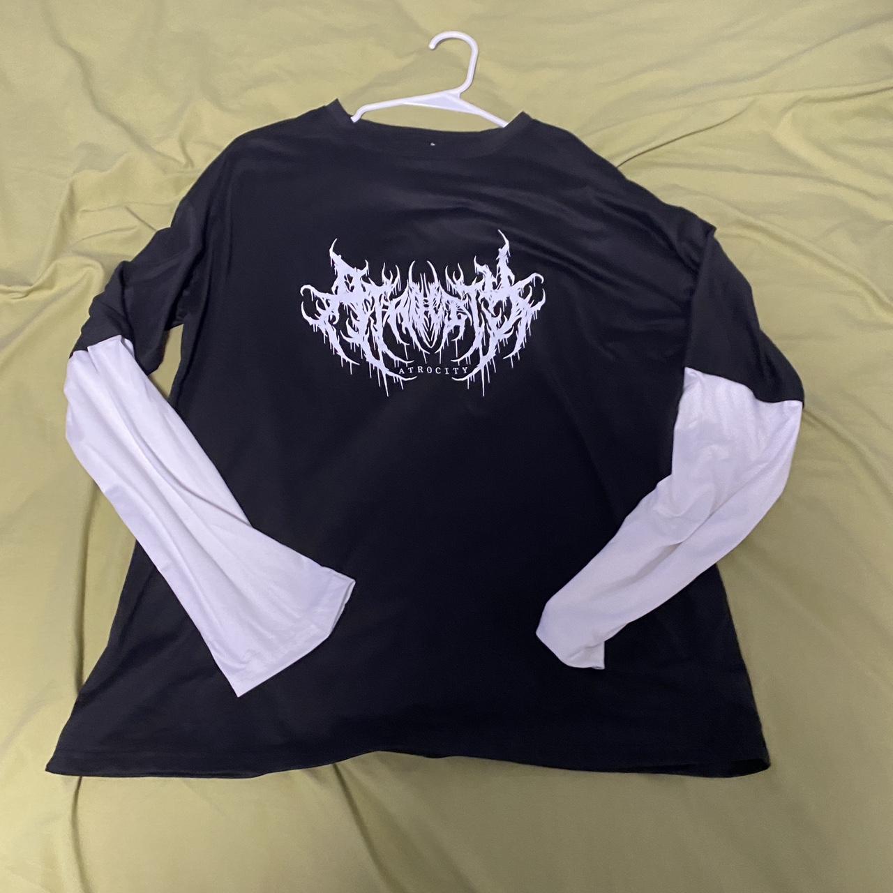 Black Goth Shirt Fake Two-Piece Alternative Clothing... - Depop