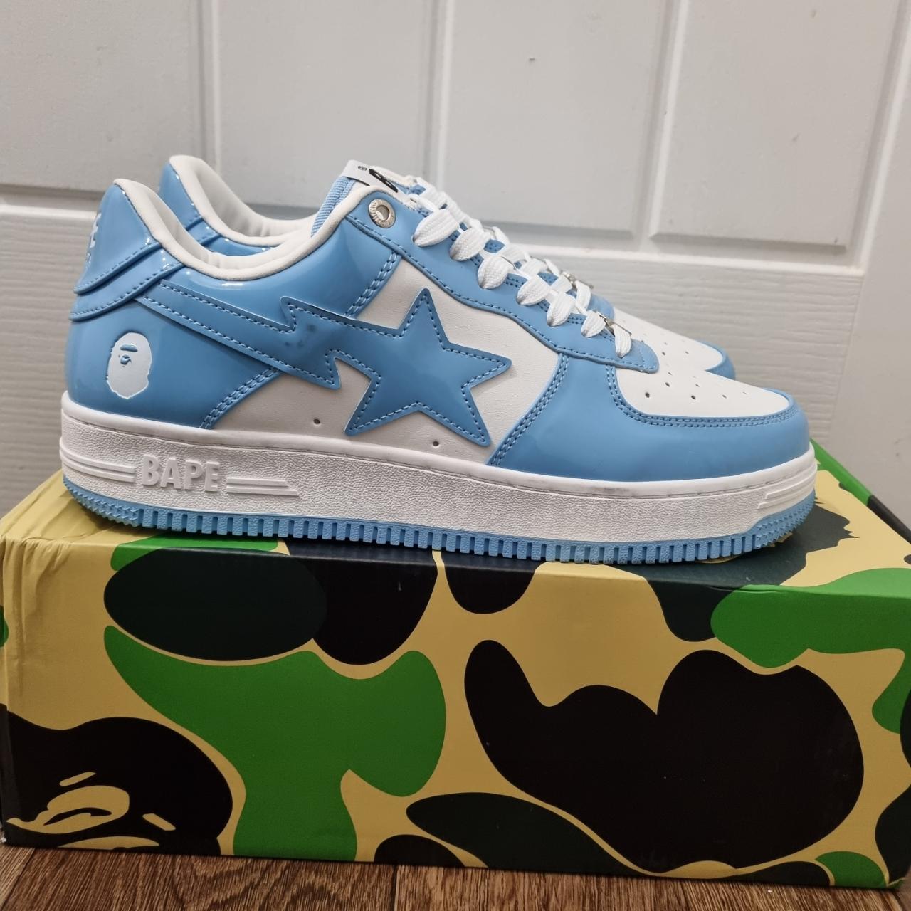 Bapesta Baby Blue And White Size 10 UK (Price... - Depop