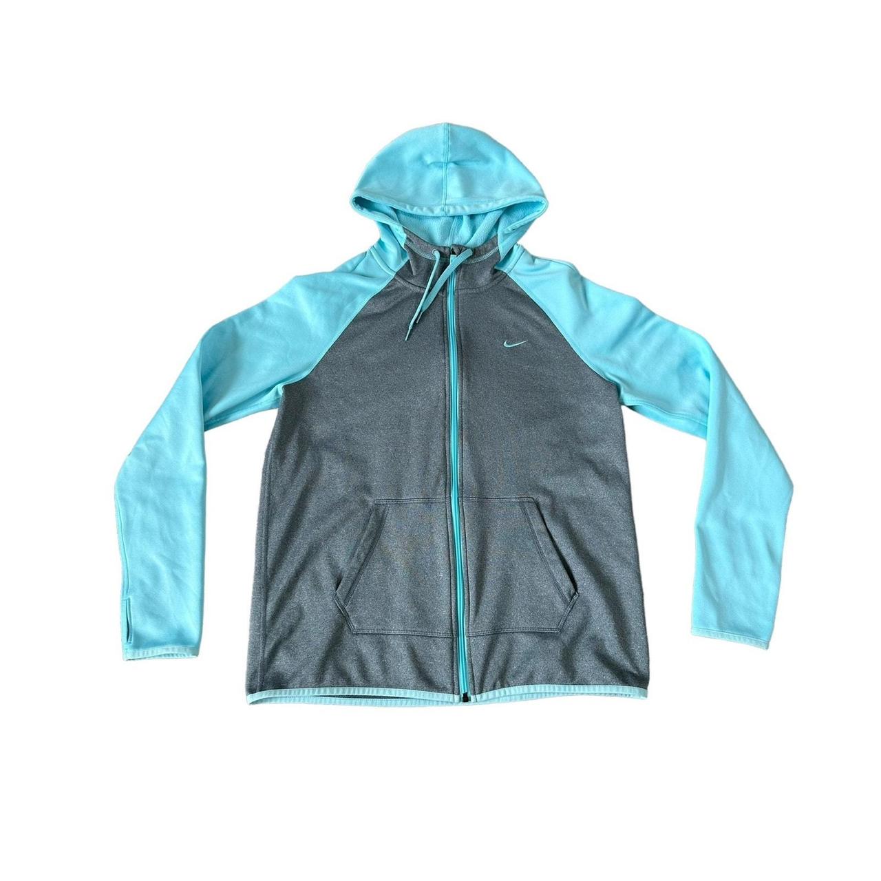 Nike ThermaFit Blue Gray Full Zip Hoodie Depop