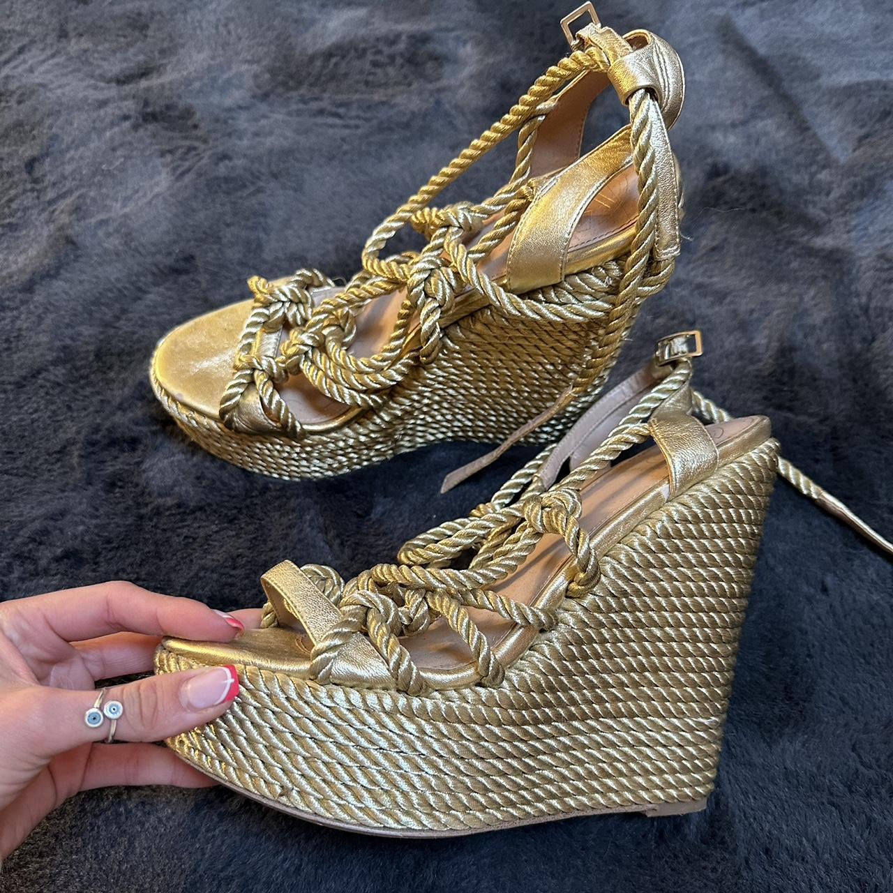 Kurt Geiger Gold Rope Wedges Size 6 Comes as... Depop