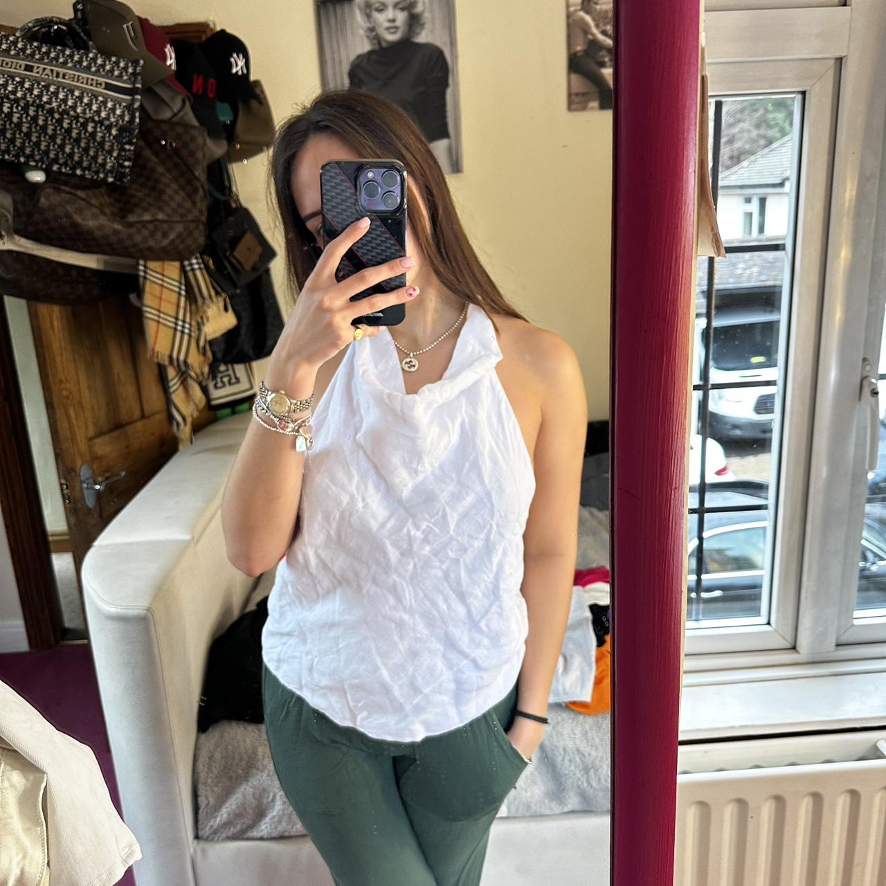 Zara White Cheesecloth Halter Neck Top Brand new... Depop