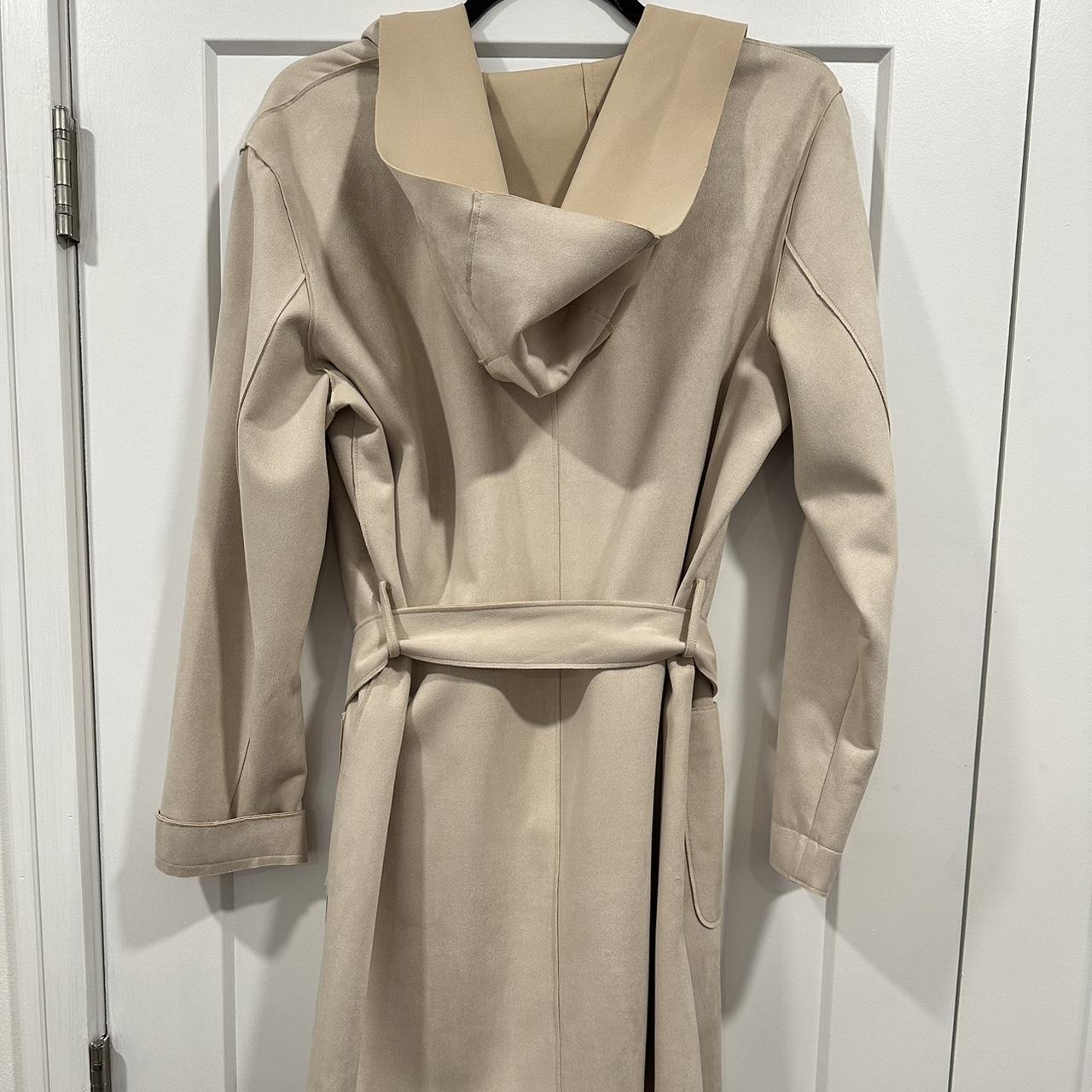 Zara Faux Suede Raw Edge Hooded Open Front