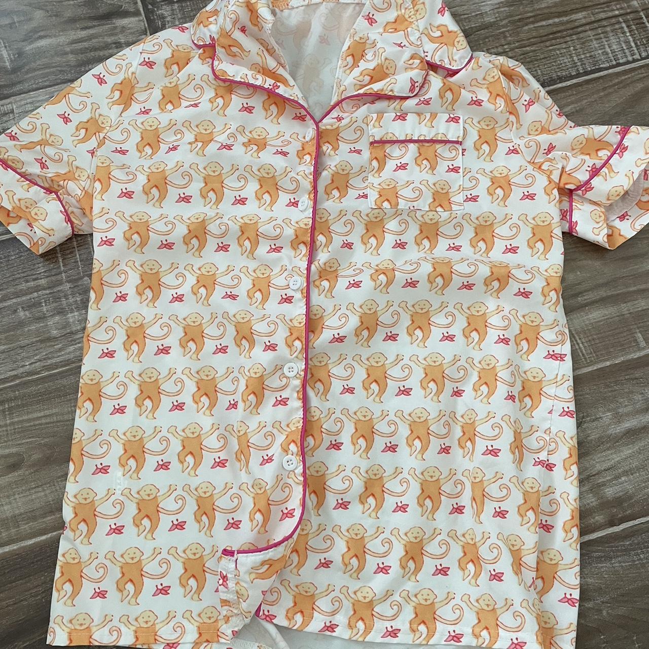 DUPE!! roller rabbit pajamas, orange/pink, very cute... - Depop