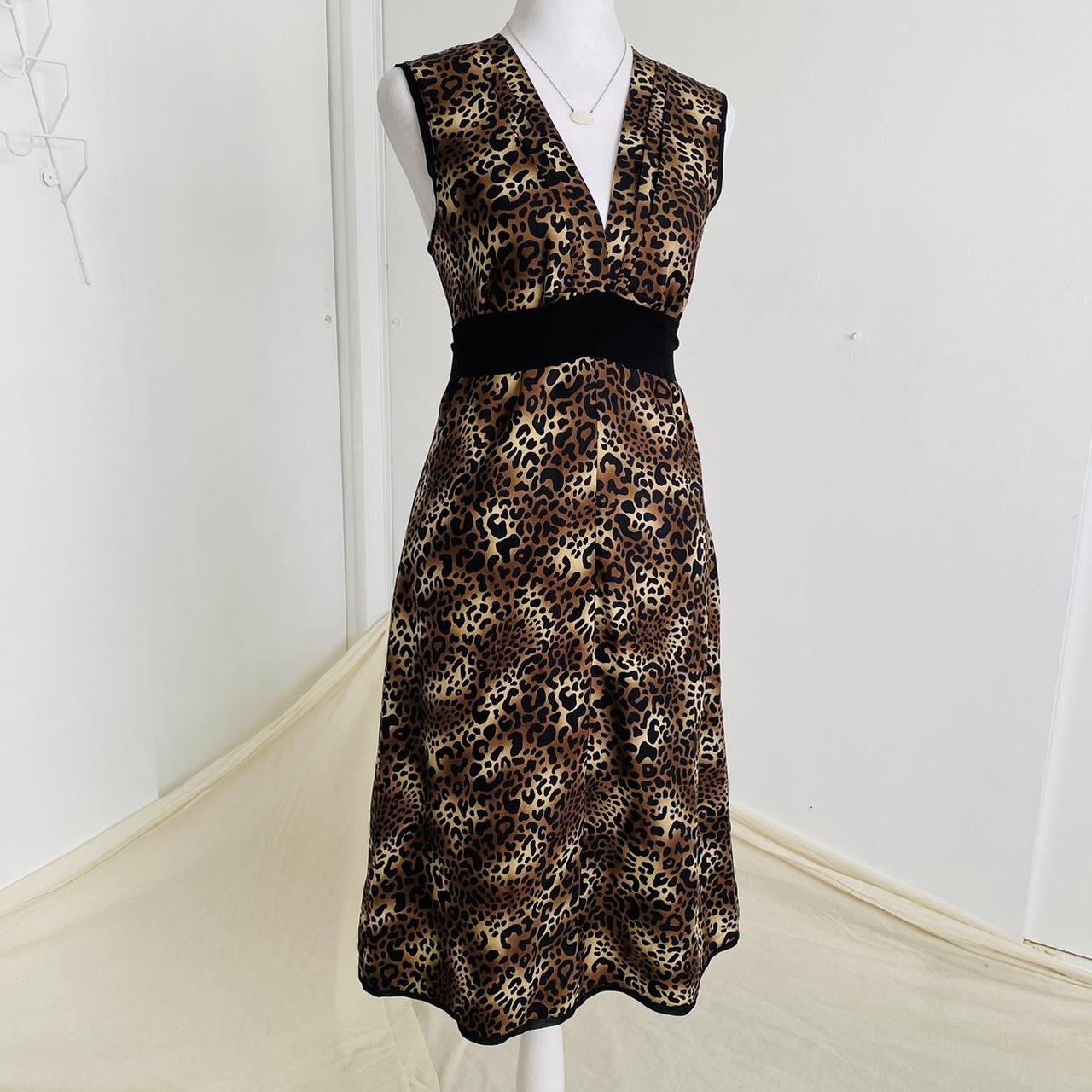 Leopard print silk dress by BCBGMAXAZRIA In Depop