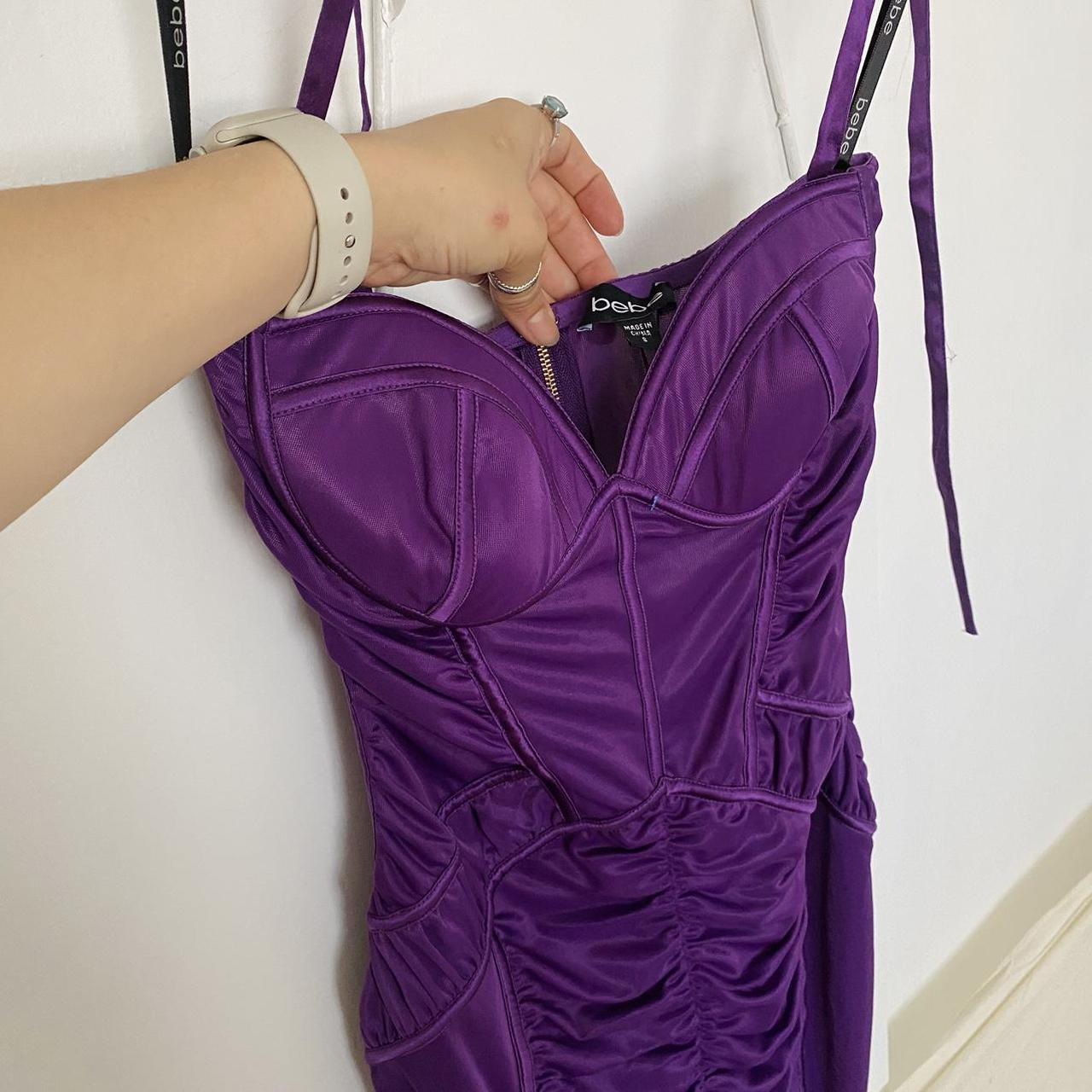 Purple halter dress by Bebe , In excellent...