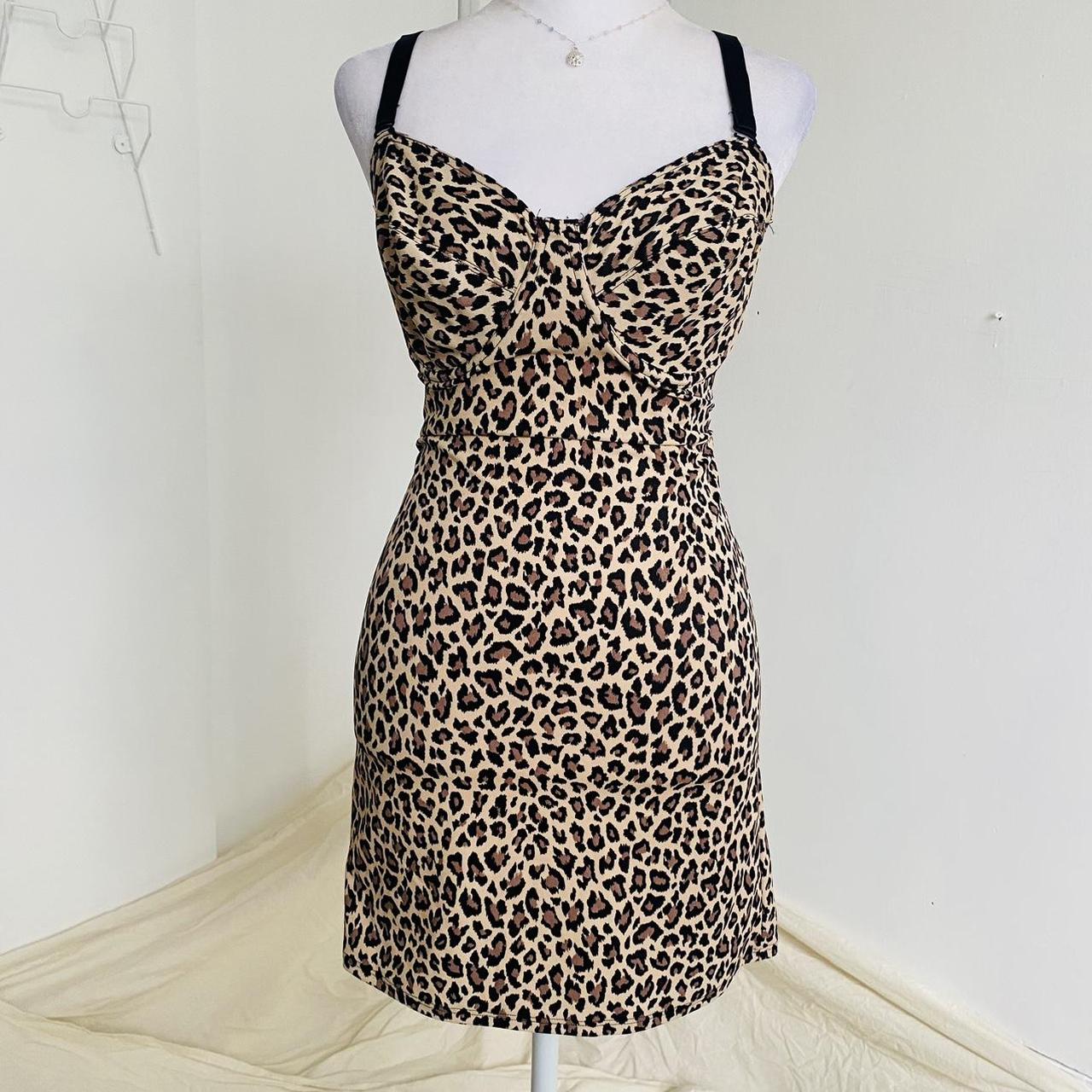 Vintage leopard skin tight dress by Bodyslimmers by - Depop