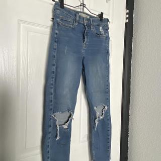 Topshop Petite mid blue ripped mom jeans Size 28P