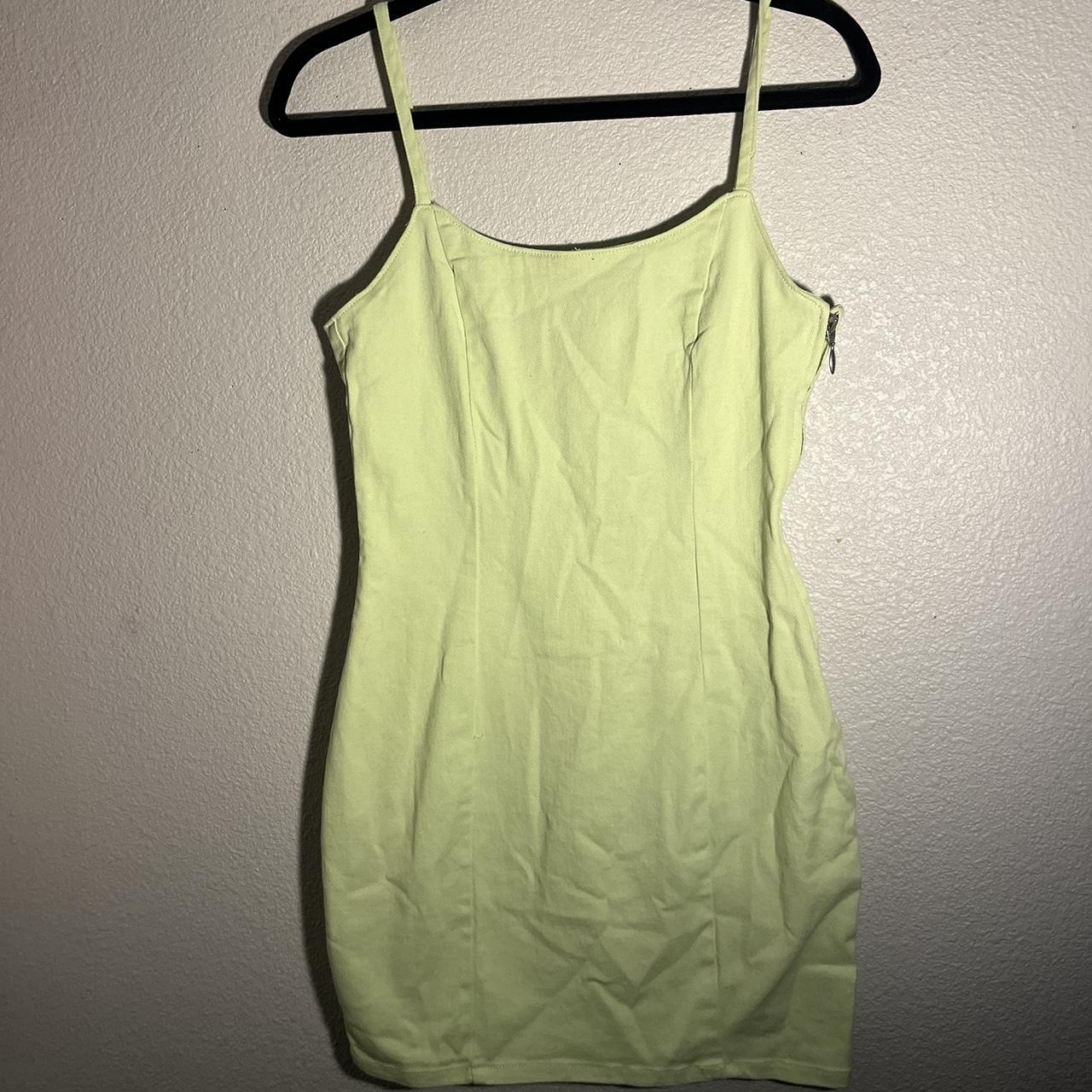  H&M Divided Lime green denim Dress Size Small !!! Depop
