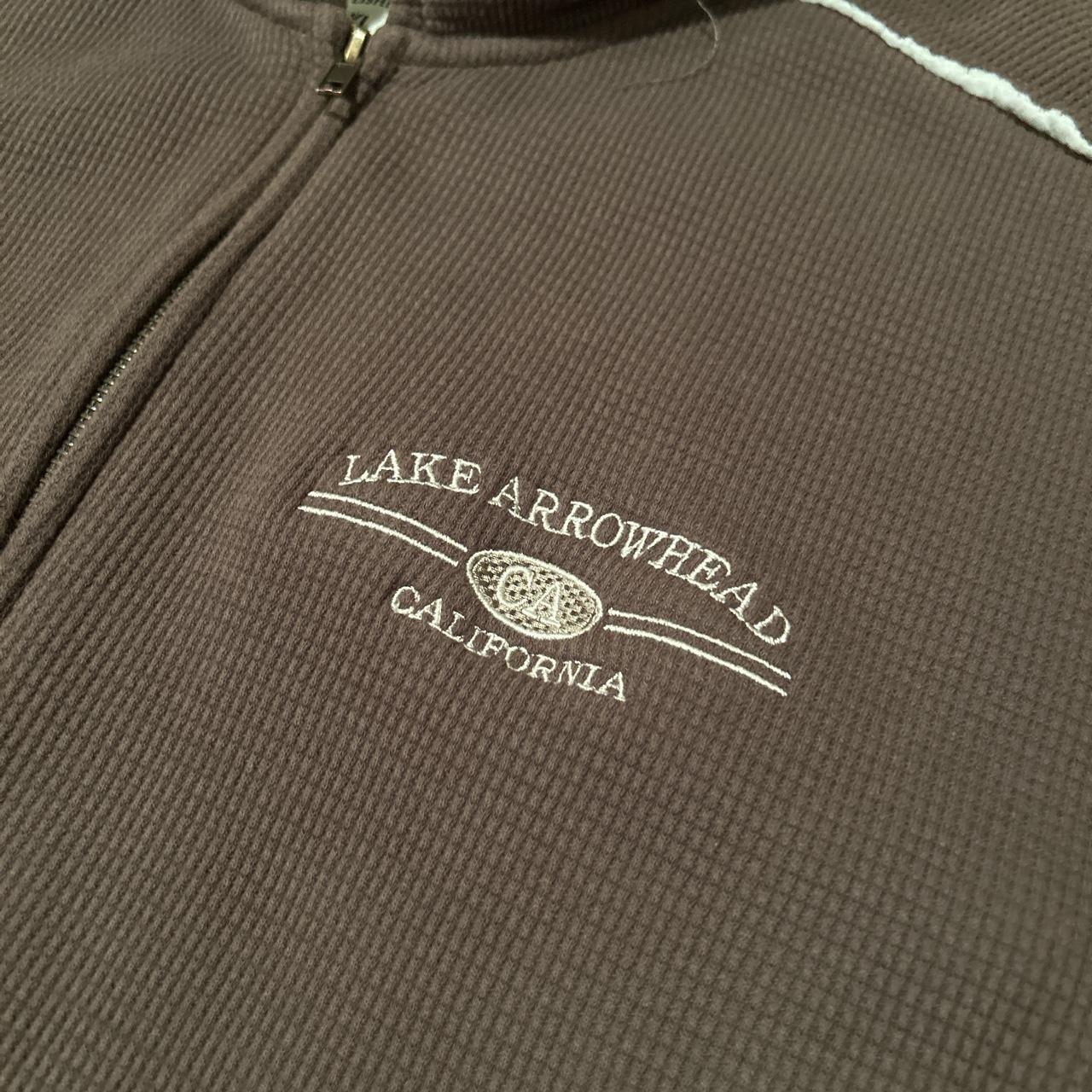 vintage lake arrowhead zip up XL handcrafted fleece... Depop