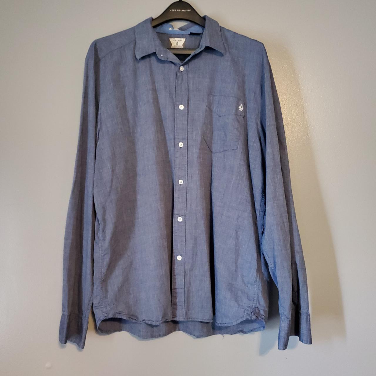 Volcom Men's Button Up Denim Shirt Classic Fit Size XL - Depop
