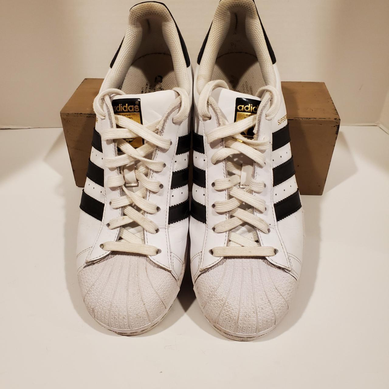 Adidas Men's Superstar White and Black Size... - Depop