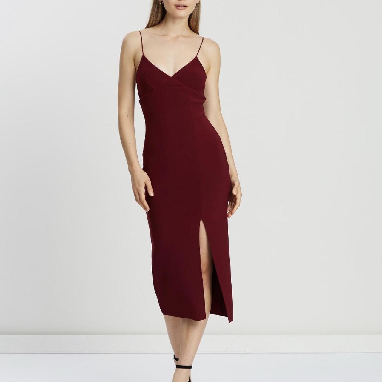 Bec and Bridge Lea Split Midi Dress Burgundy size. Depop