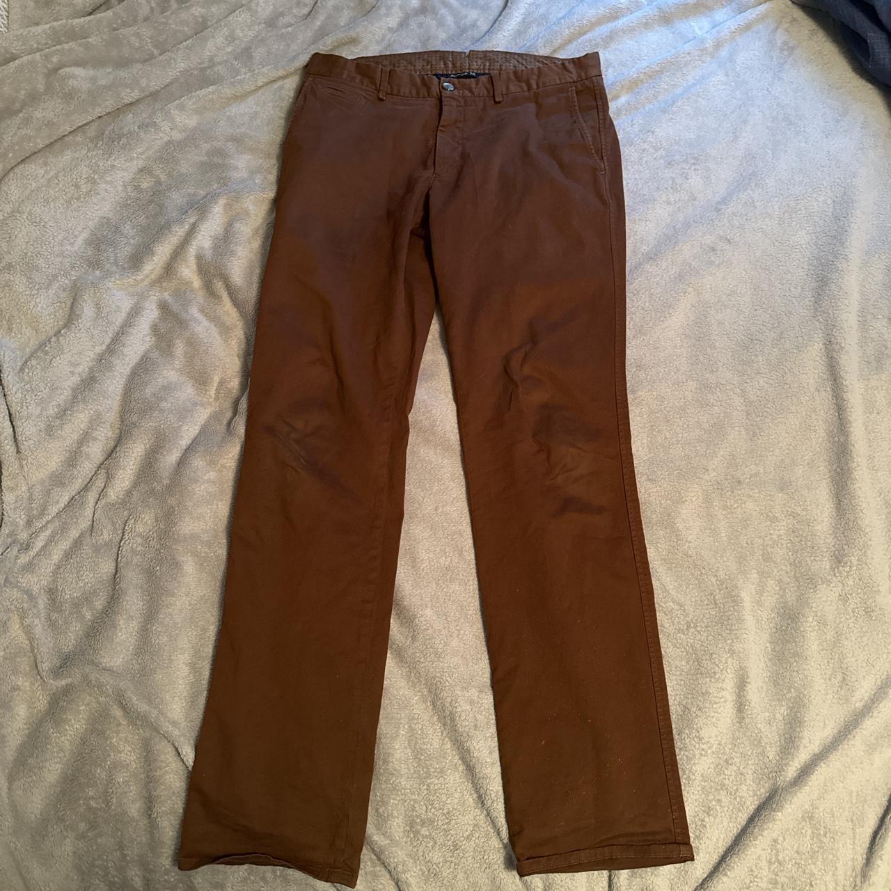 32/30 Massimo Dutti burgundy pants. Back right... - Depop