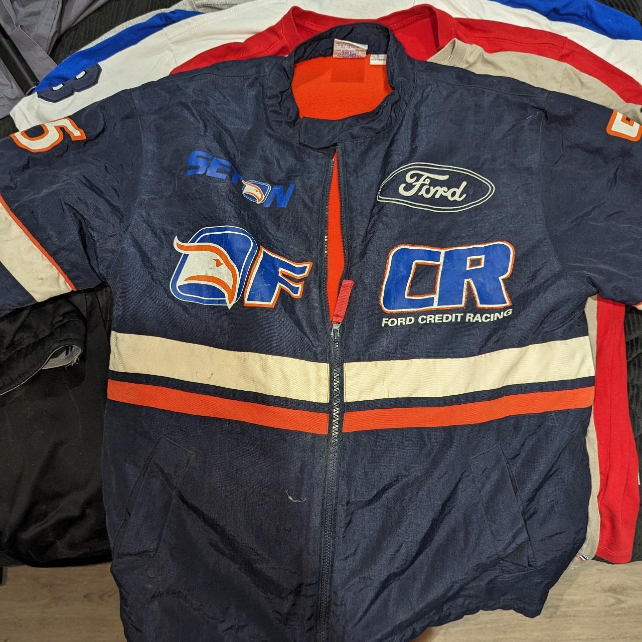 ford racing jacket blue and white