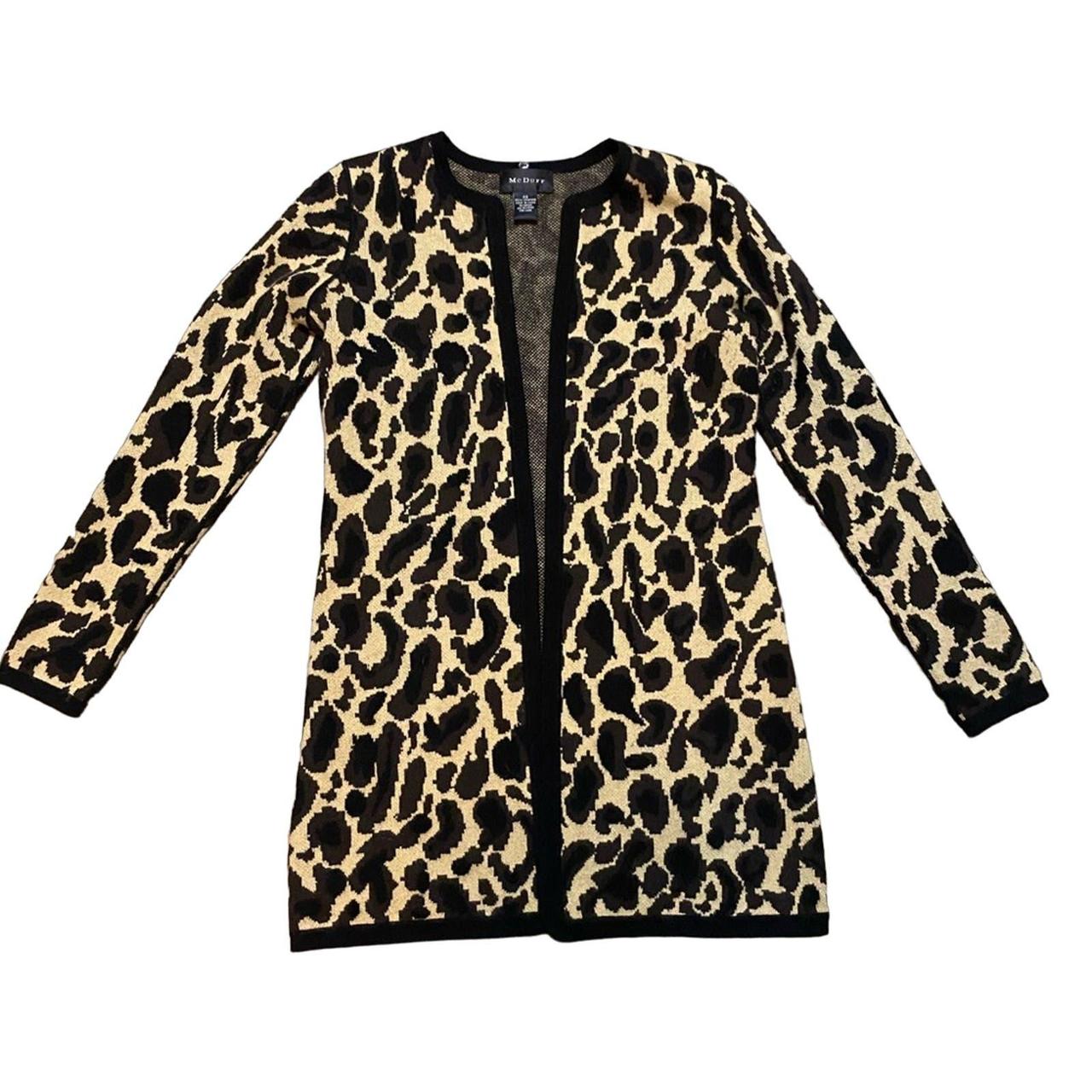 McDuff Cashmere Cheetah Print Open Long Cardigan