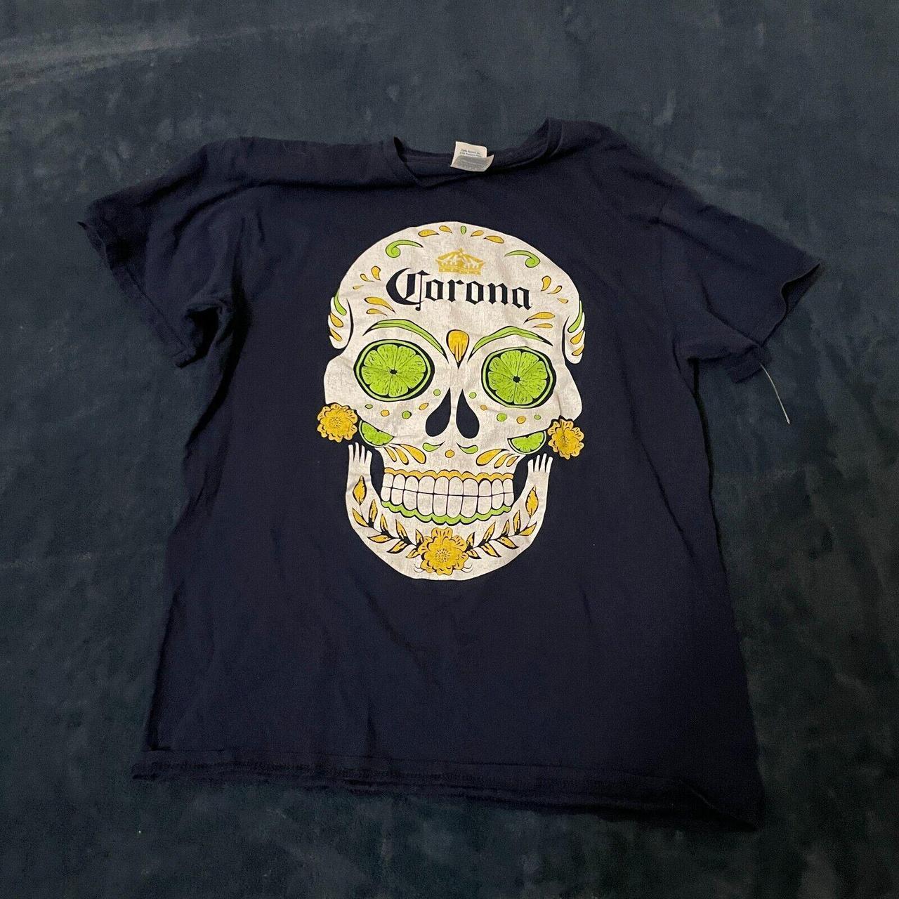 Delta Pro Weight Navy Blue Skull Corona Beer Y2K... Depop