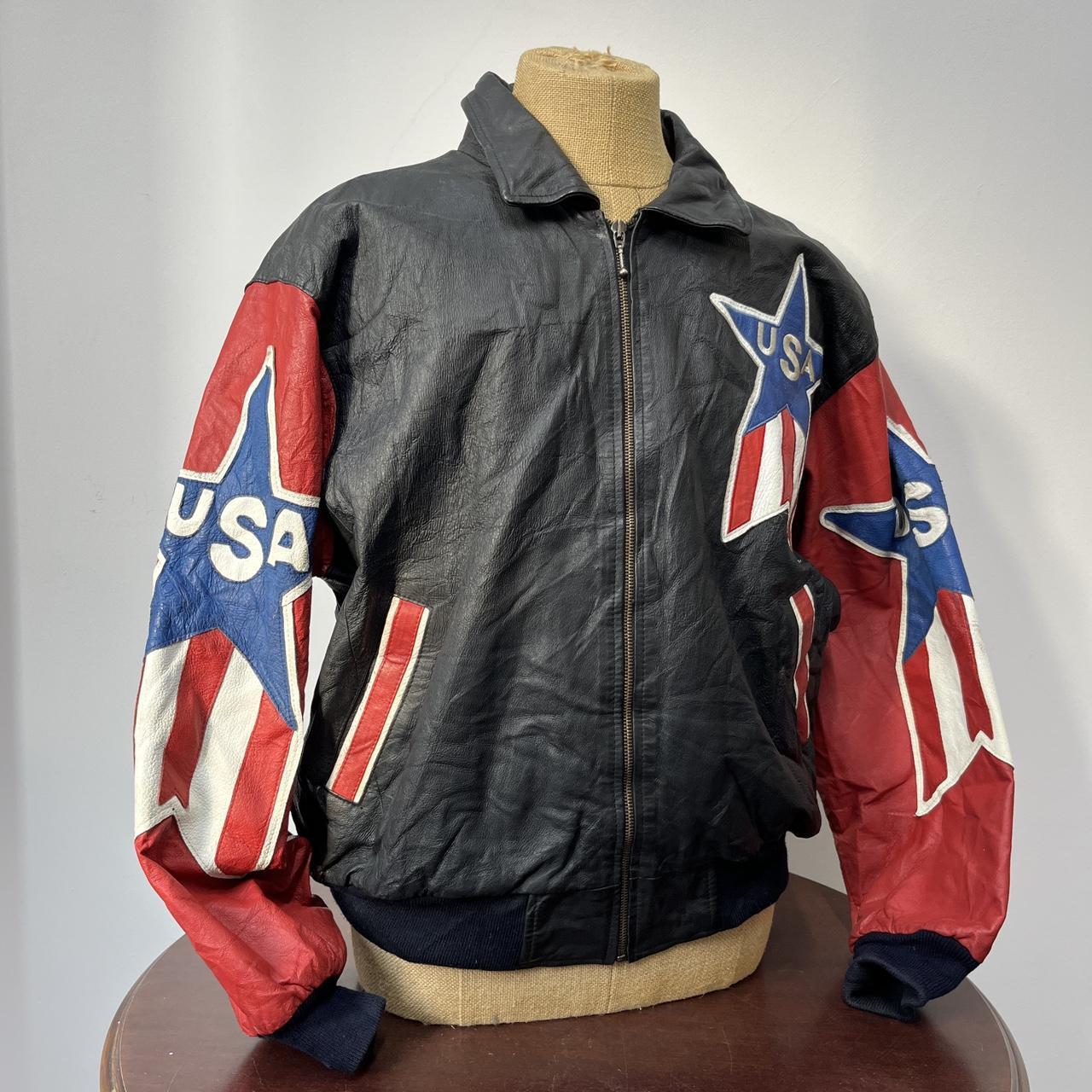 Route 66 Leather USA Patchwork Racing Jacket Size | Depop