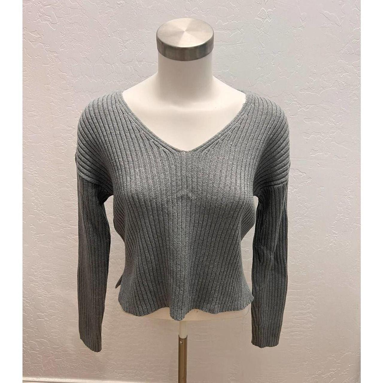 Wild Fable Grey Sweater Ribbed Knit V Neck Crop Sz - Depop