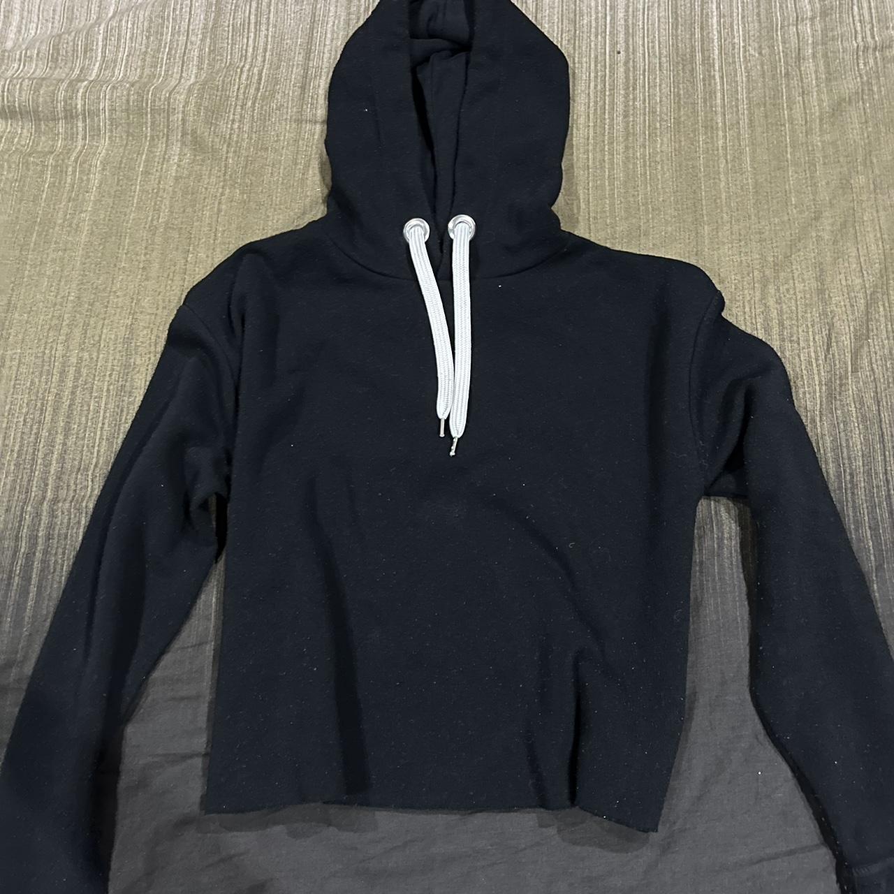 Black hoodie with white strings hotsell