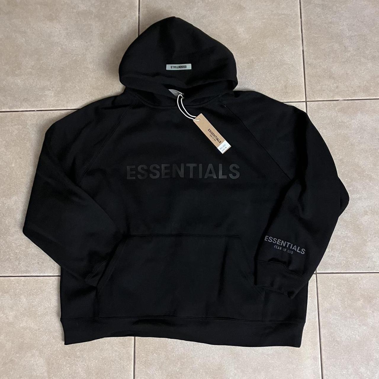 medium ds black essentials hoodie open to offers... - Depop