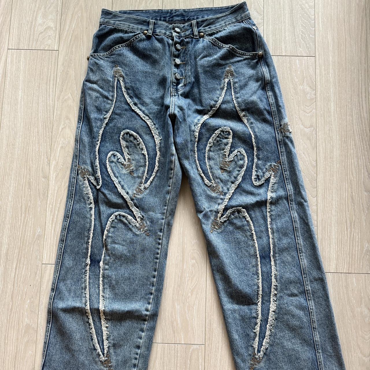 Thug Club Tribal Denim Pants - Blue Fits size 30-34... - Depop