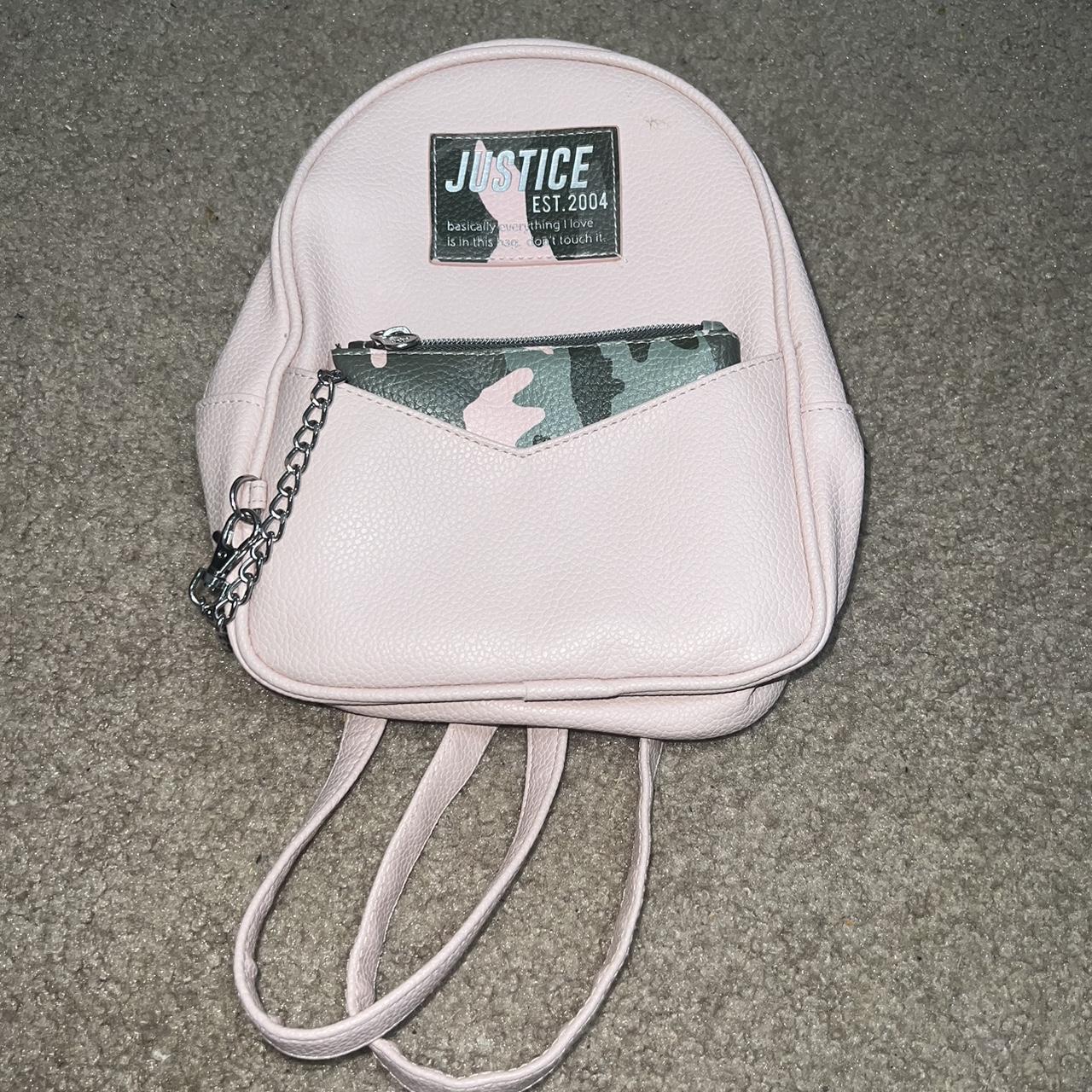 Justice pink outlet backpack