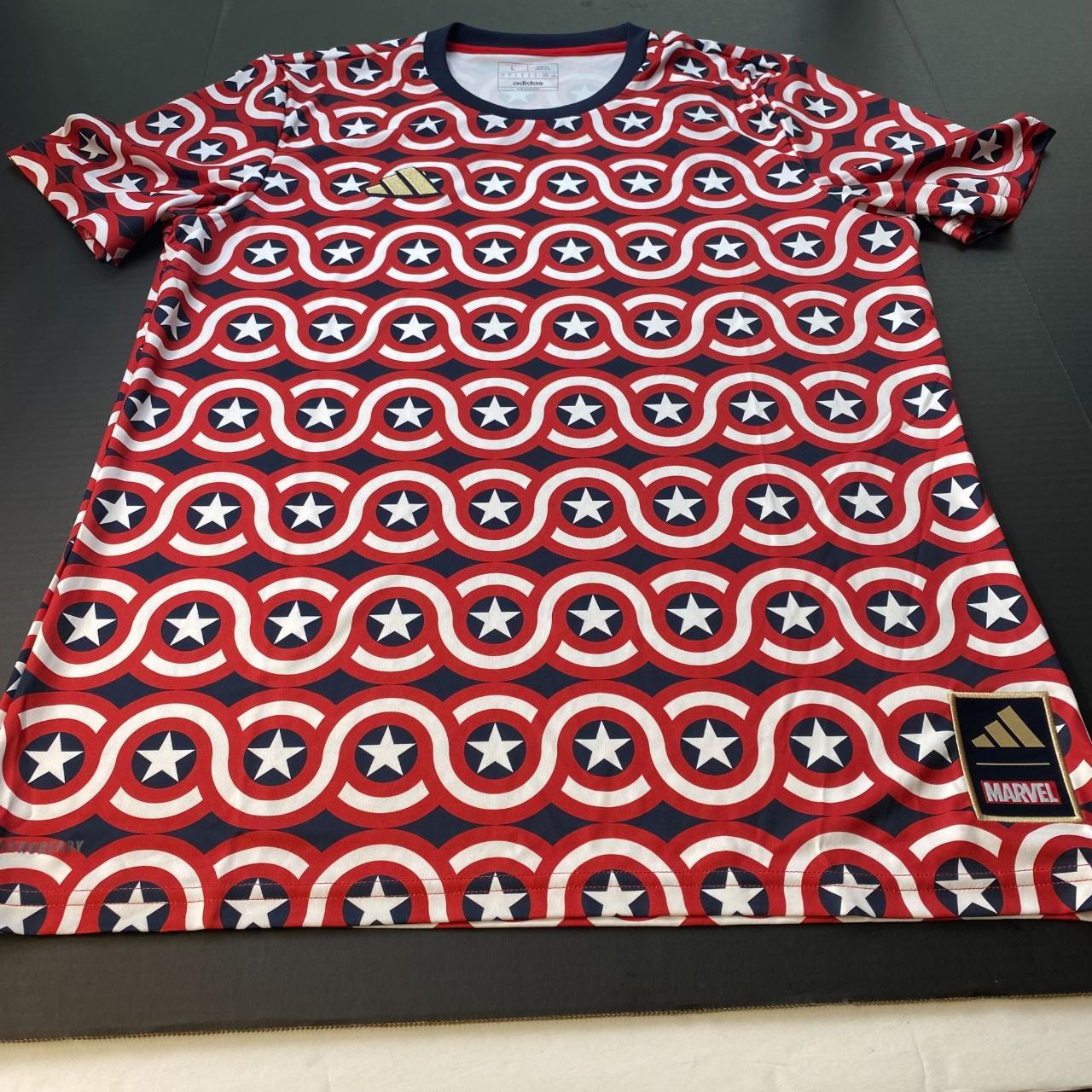 Adidas Marvel Captain America Shirt Size L Slim Fit. Depop