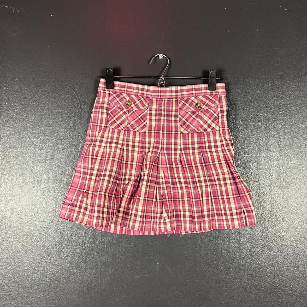 Pink plaid hotsell skirt 90s