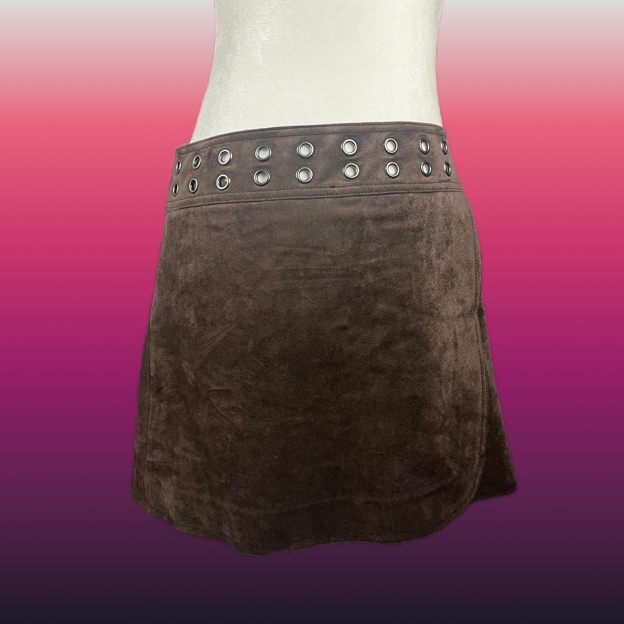 Vintage y2k brown mini skirt 🧸 Faux suede dark... Depop