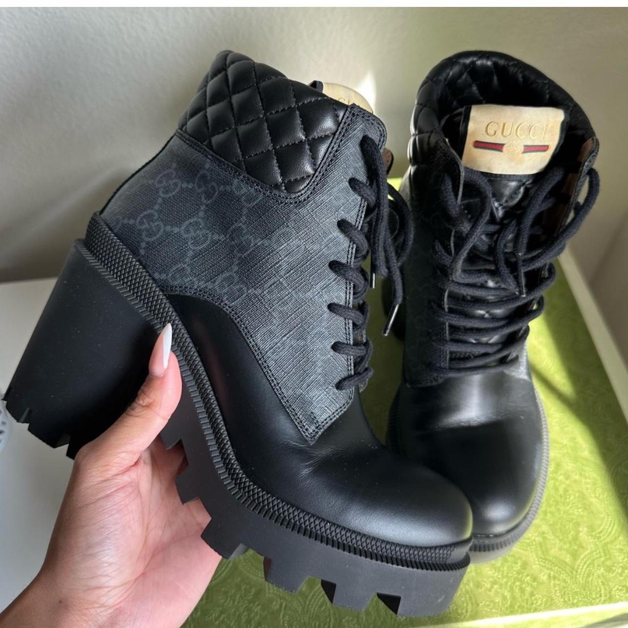 Gucci Cutout Leather Ankle Boots