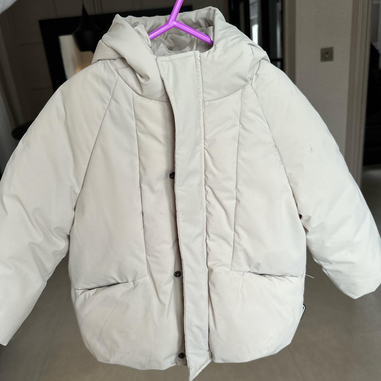 Zara kids ecru/cream puffer jacket/coat In excellent... - Depop