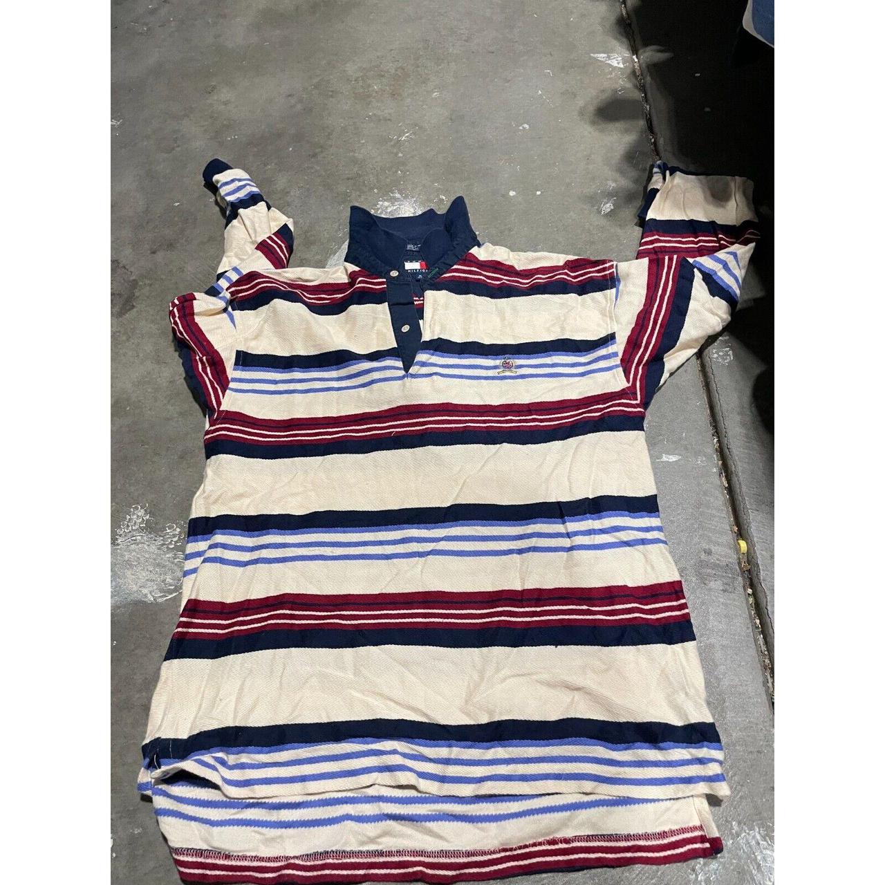 red white and blue tommy hilfiger shirt