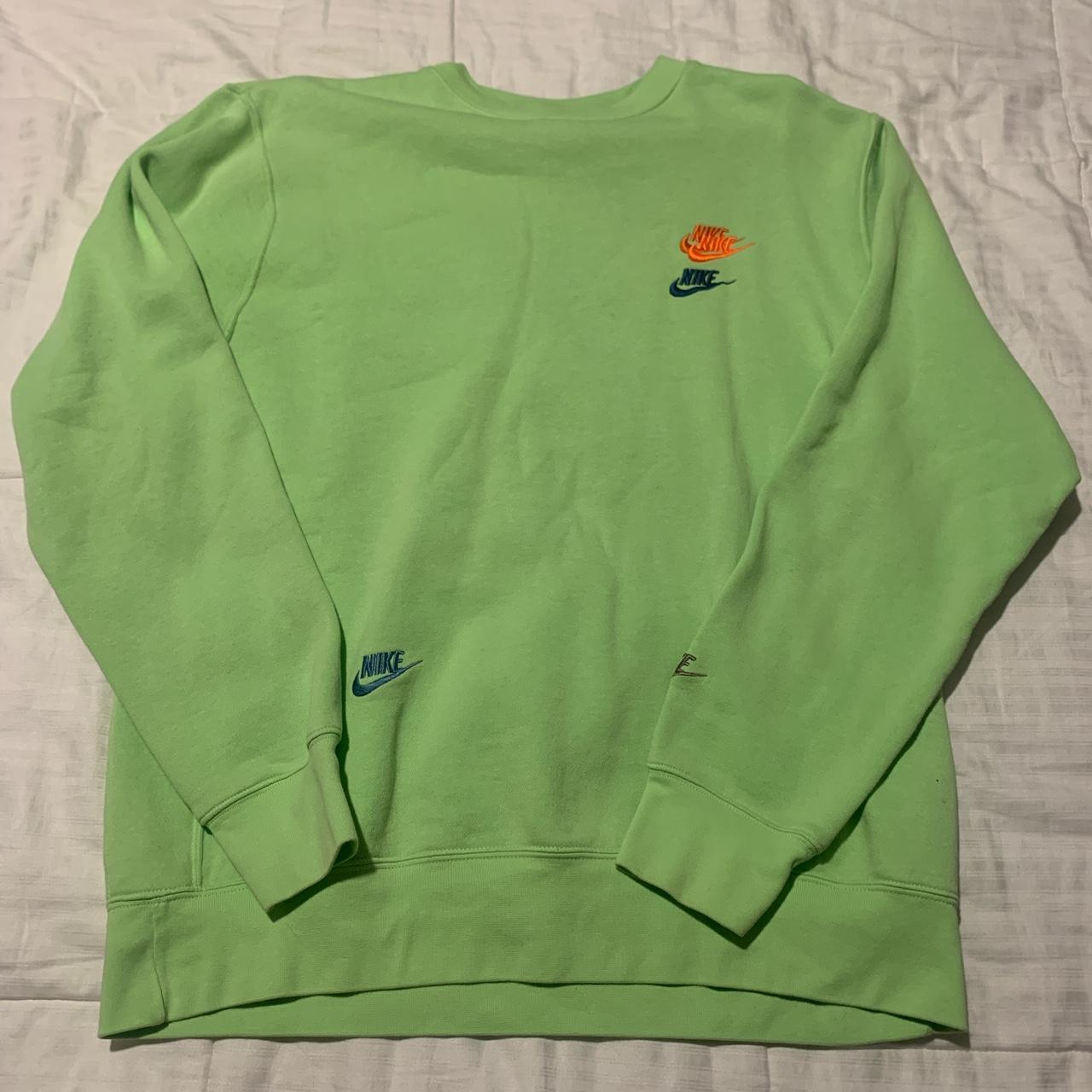 Neon Green Nike Sweatshirt Men’s, Large, Nike - Depop