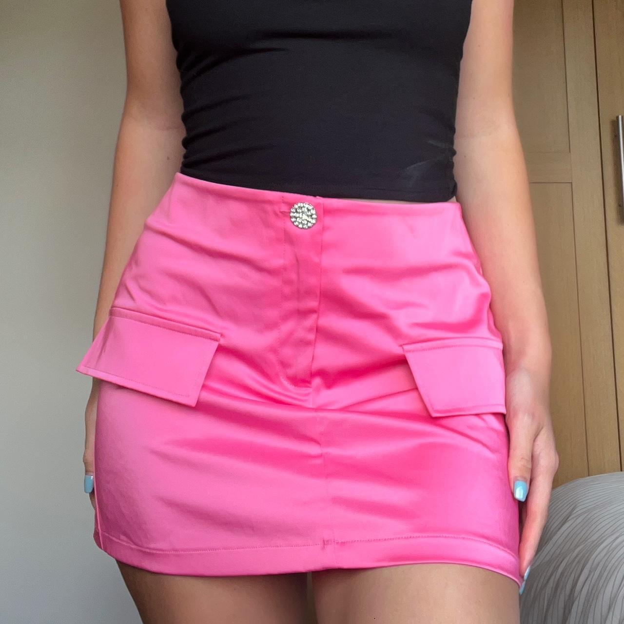 Zara Women's Pink and Silver Skirt | Depop
