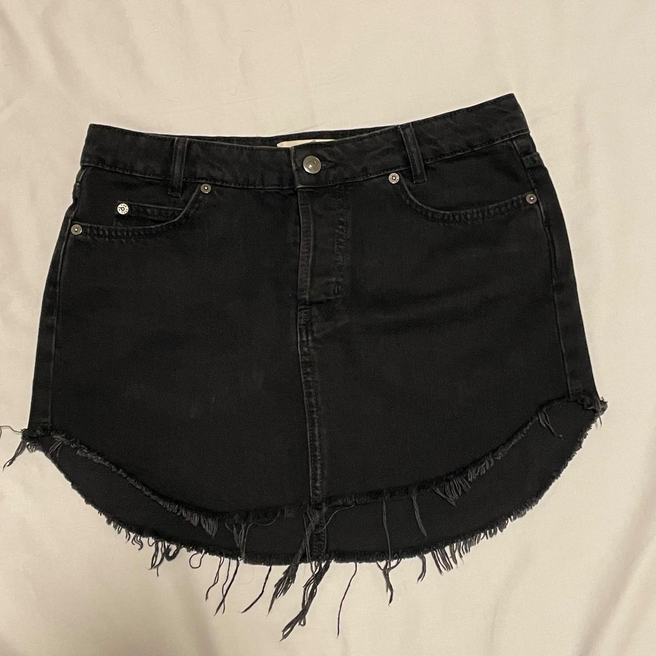 We The Free Black Denim Mini Skirt - Depop