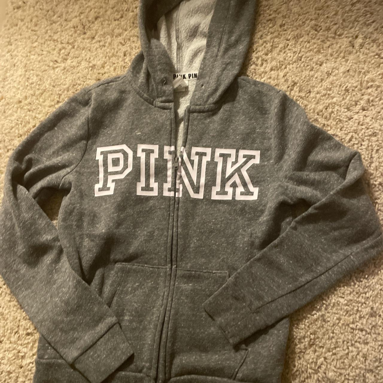 Victoria’s Secret PINK Grey zip up sweater size XS... - Depop