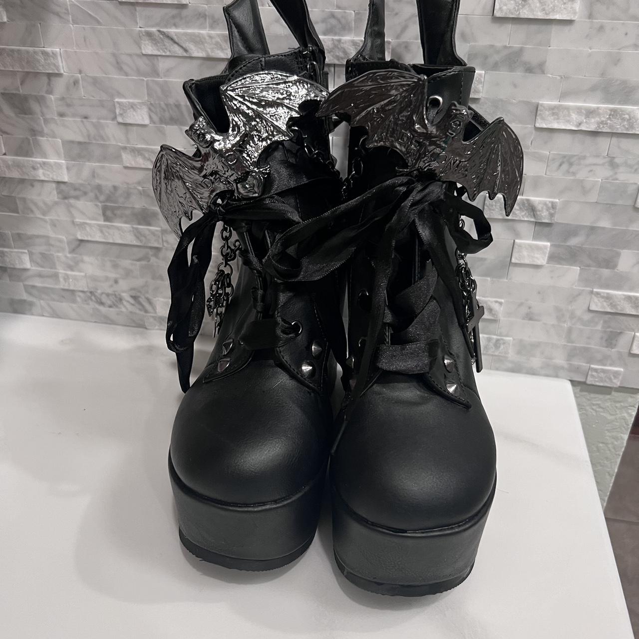 日本未発売+関税込☆ DEMONIA POISON-107 Demonia POISON-107 Black Vegan Ankle Boots | Gothic Shoes