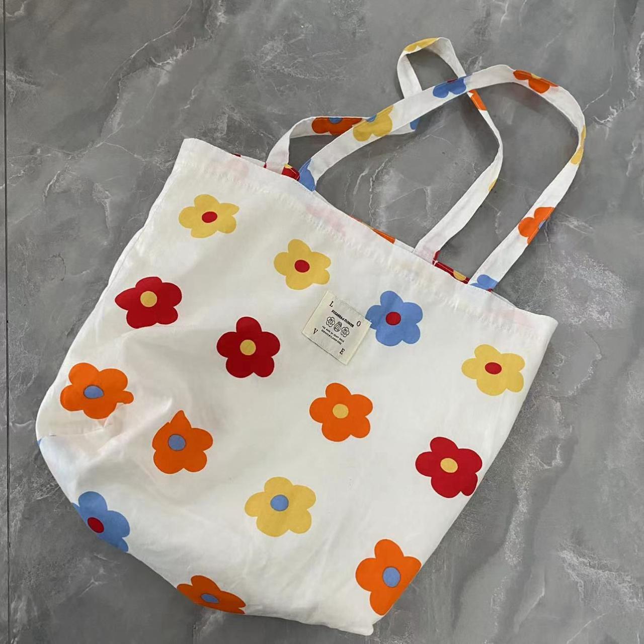 Flower Shopping Bag Cotton tote bag, very cute... - Depop
