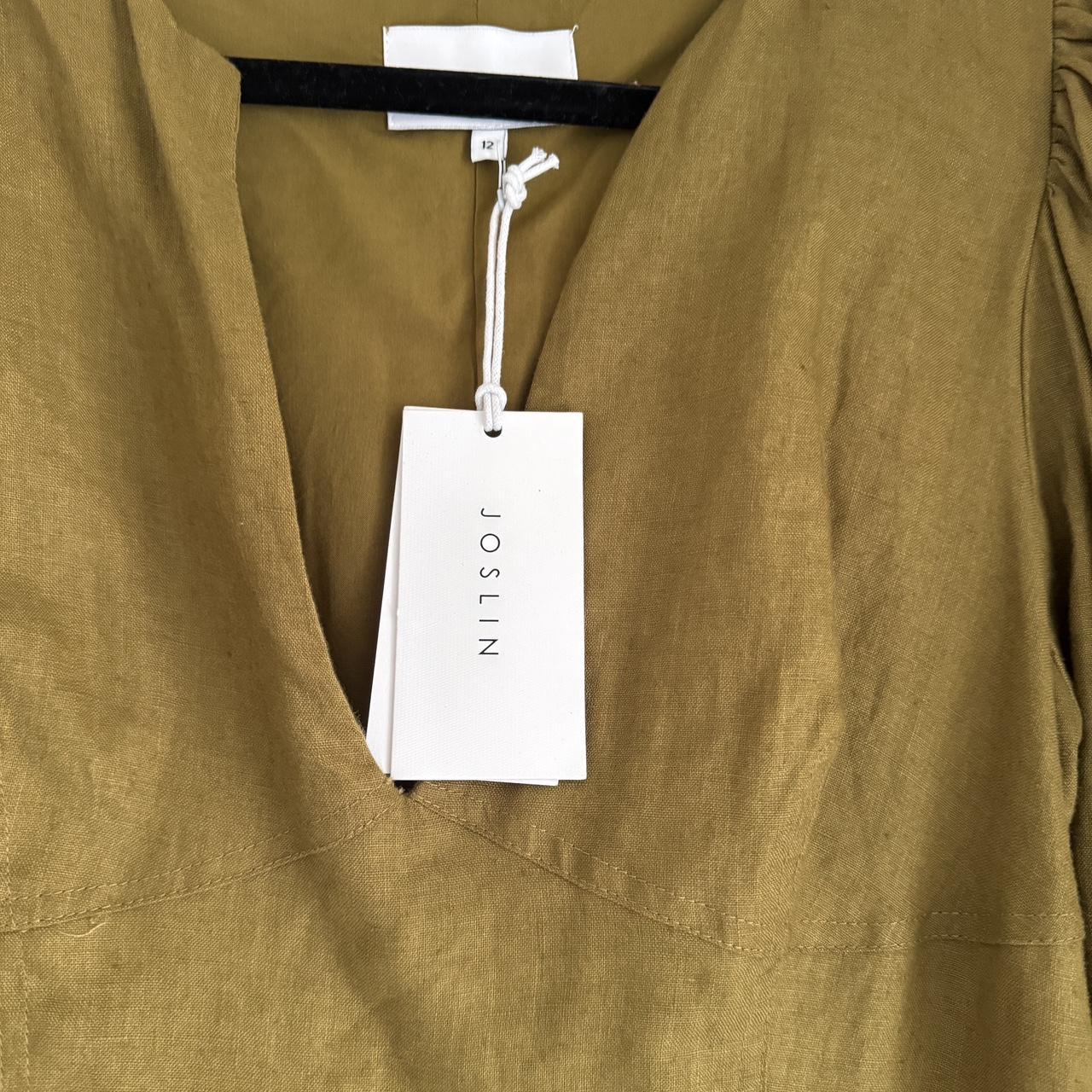 JOSLIN Khaki Dress Linen 40 Depop