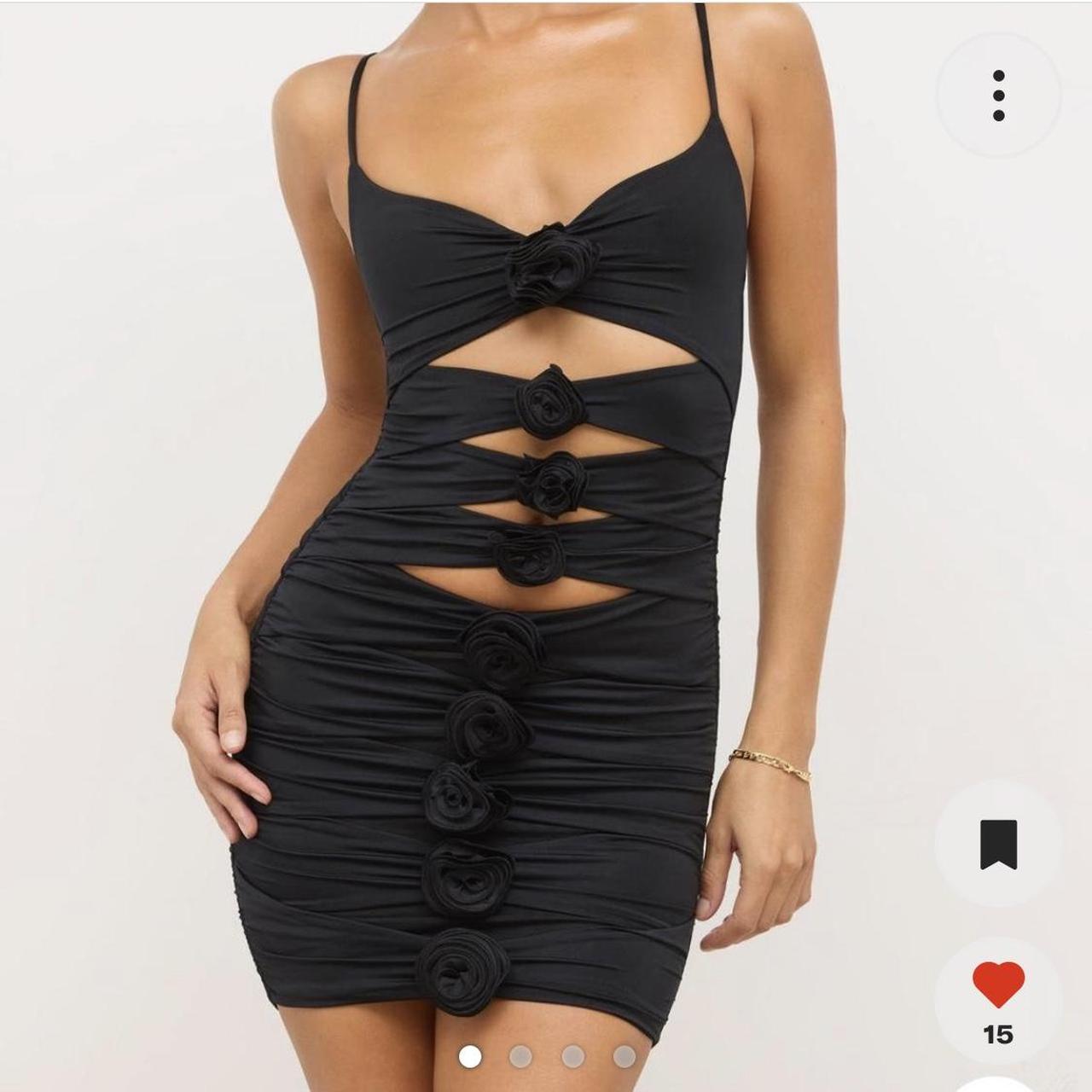 Slinky jersey rose, cut-out mini dress in