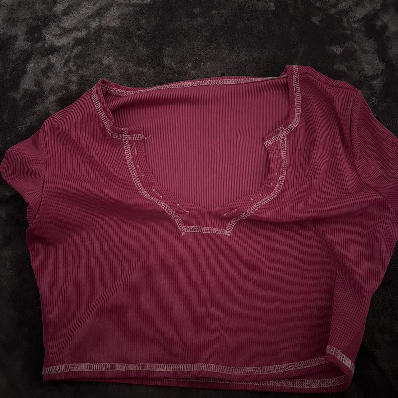 pink open chest crop top never worn - Depop