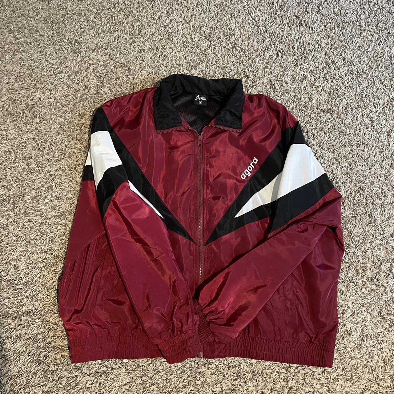 maroon and Black windbreaker #y2k #streetwear... - Depop