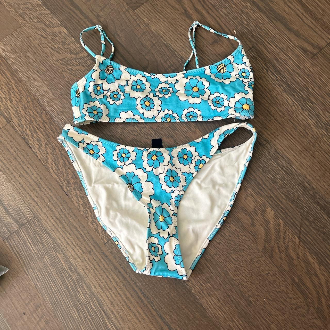 blue flower triangl bikini limited edition both xs... - Depop