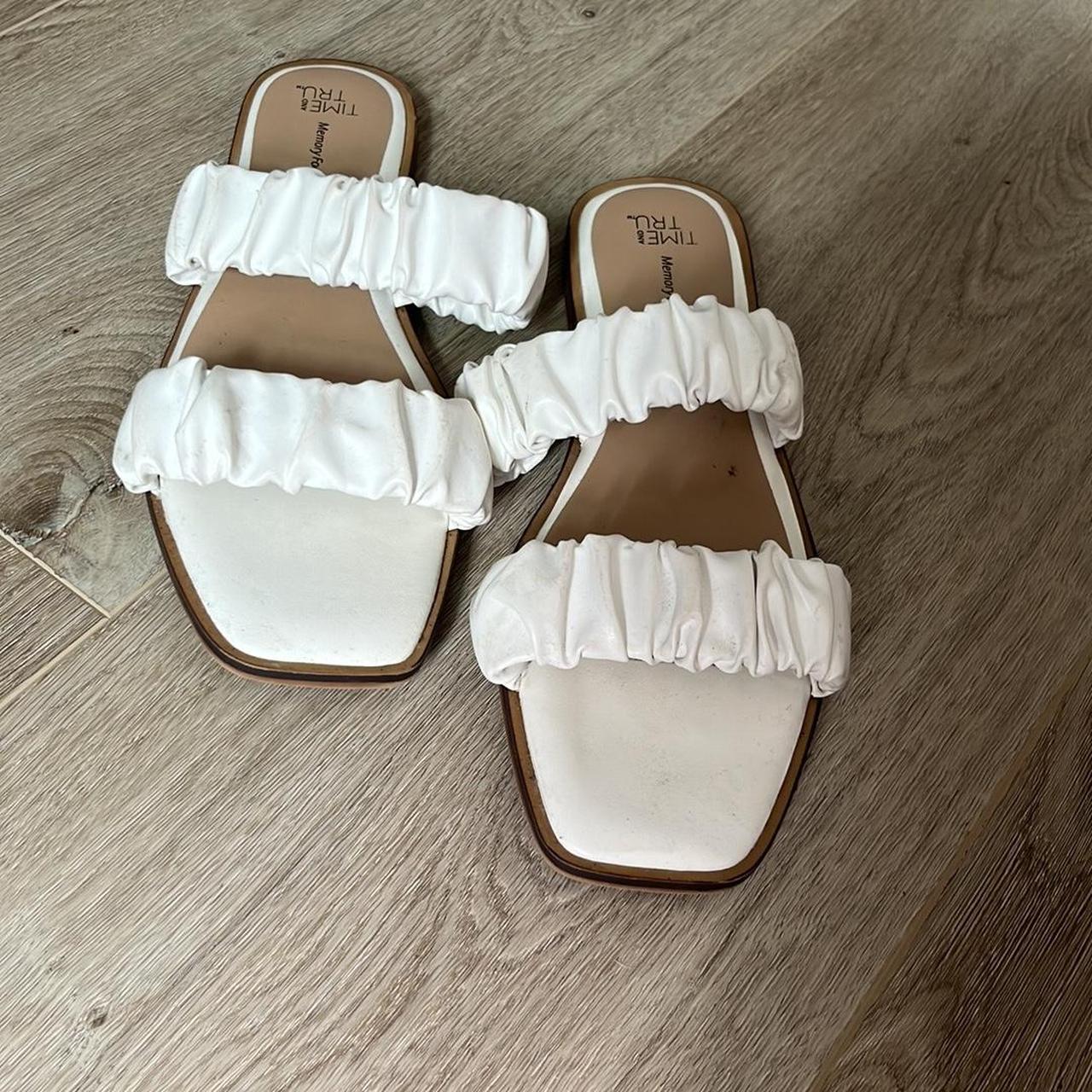 white scrunchie sandals