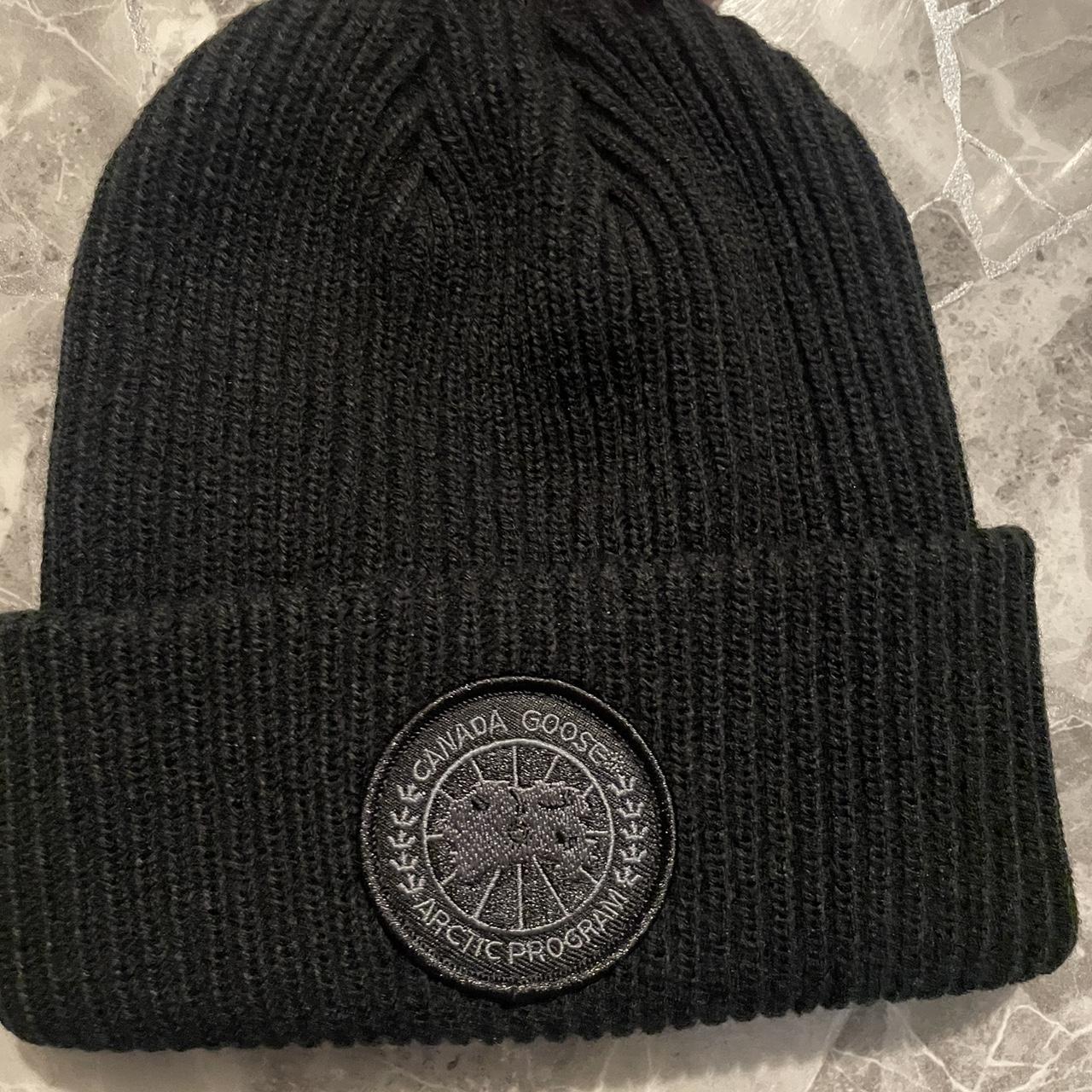 canada goose black badge beanie