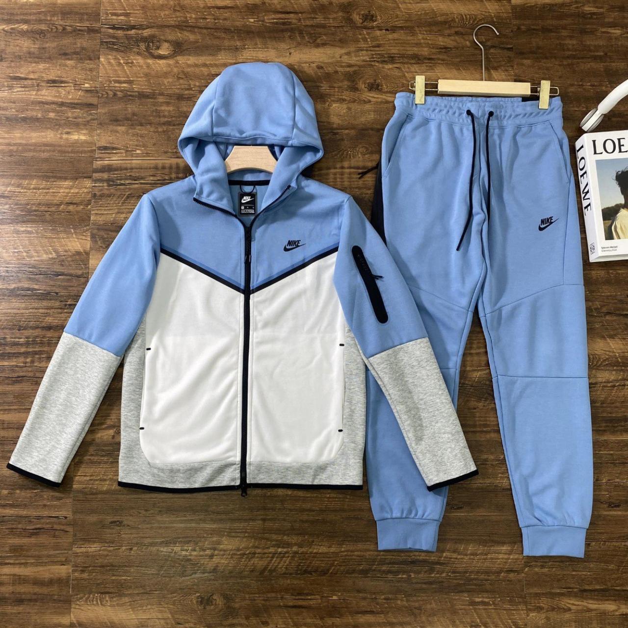 Nike Tracksuit Tech Fleece Black ( Light Blue &... - Depop