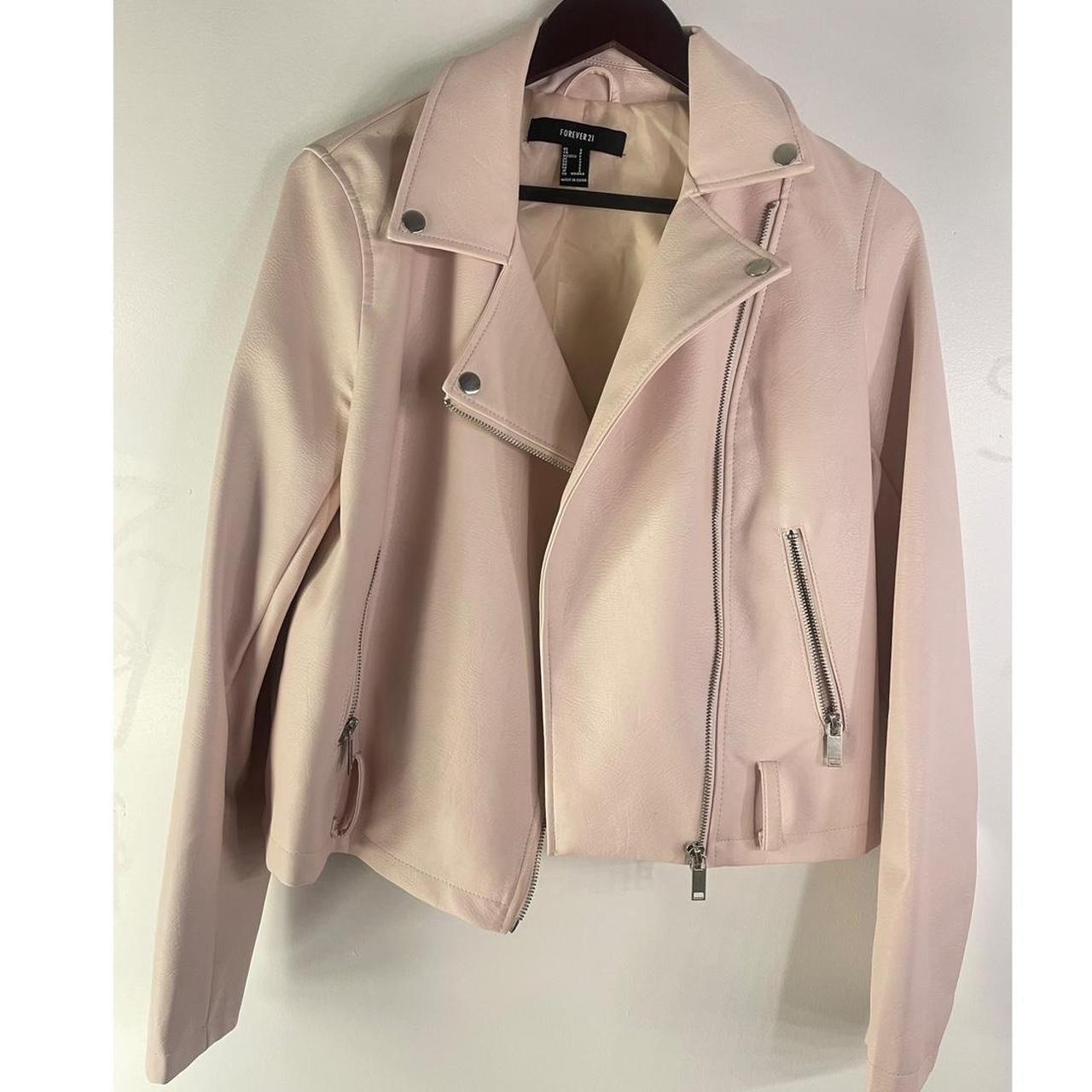 Pink leather 2025 jacket forever 21